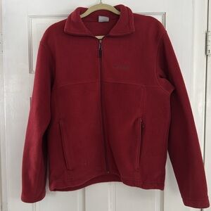 Men’s Columbia fleece zip up, size medium, color is maroon